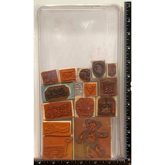 Vintage Stampin Up WOOD MOUNTED Rubber Stamp Favorite Teddy Bear 2003 SET OF 15 - Picture 2 of 3